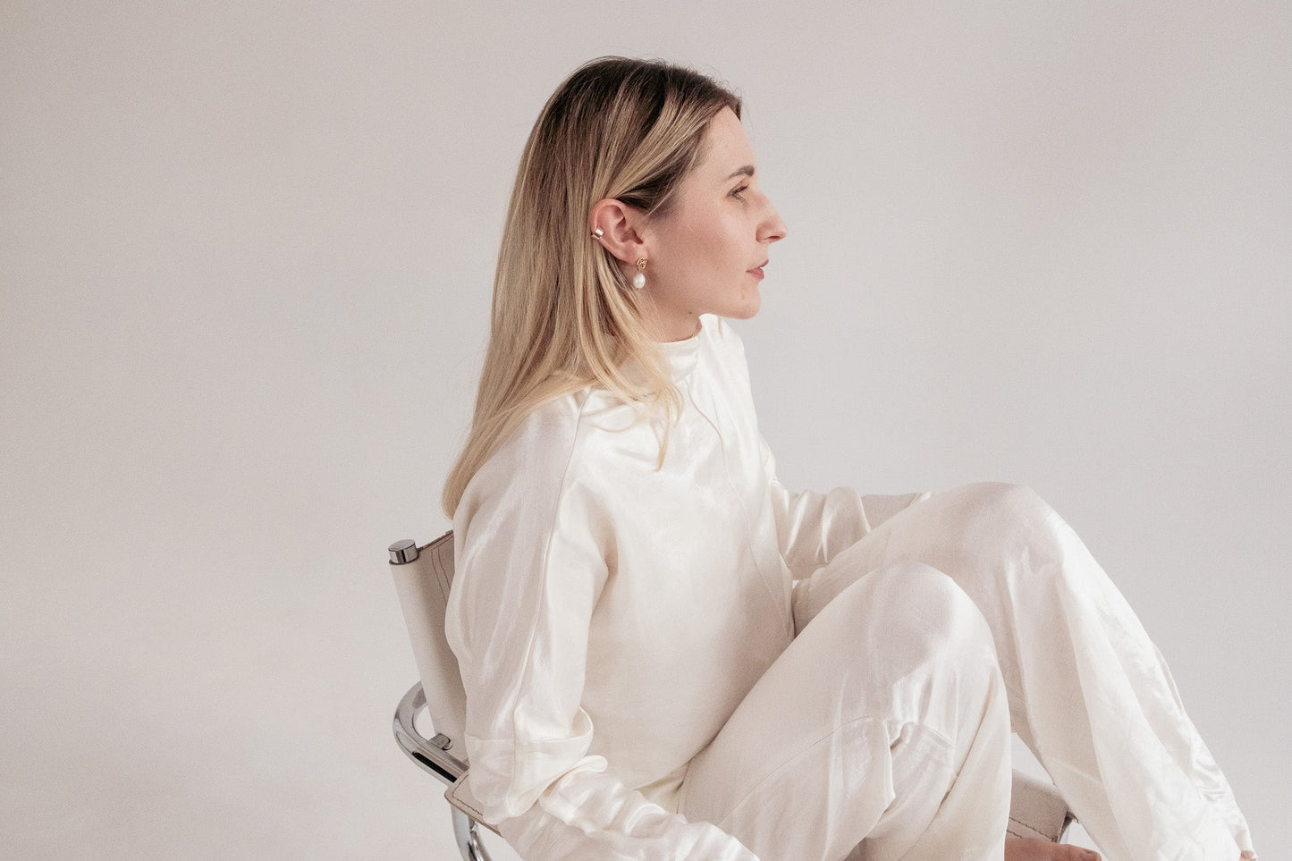 Silk/Linen Clothing Set - White-2