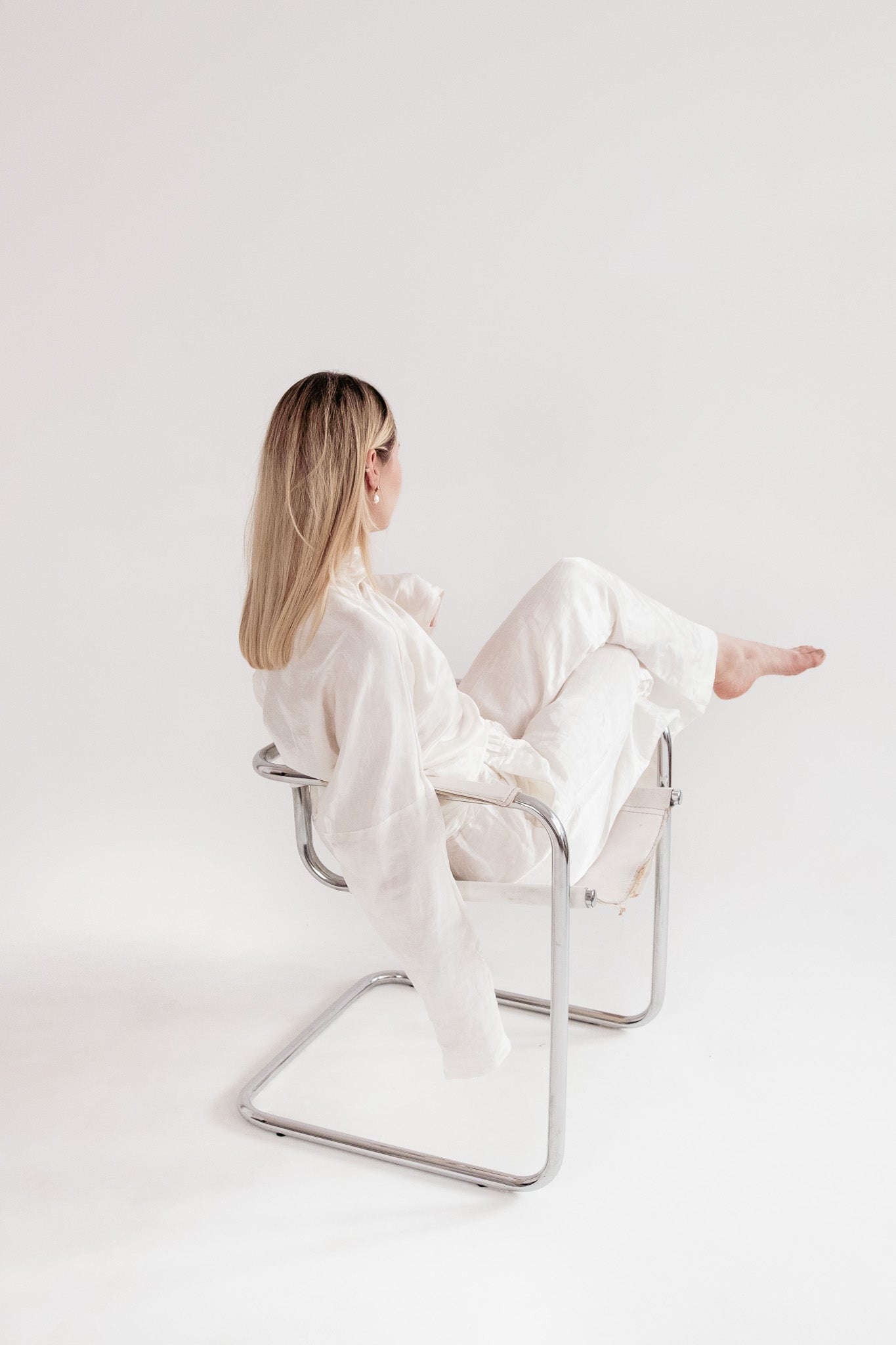 Silk/Linen Clothing Set - White-3