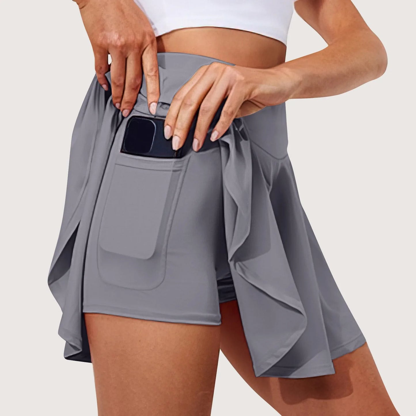 Letnie damskie spodenki spódniczki do tenisa, tańca i fitnessu — młodzieżowe, szybkoschnące, gładkie, z podszewką, mini spódniczki z wysokim stanem.