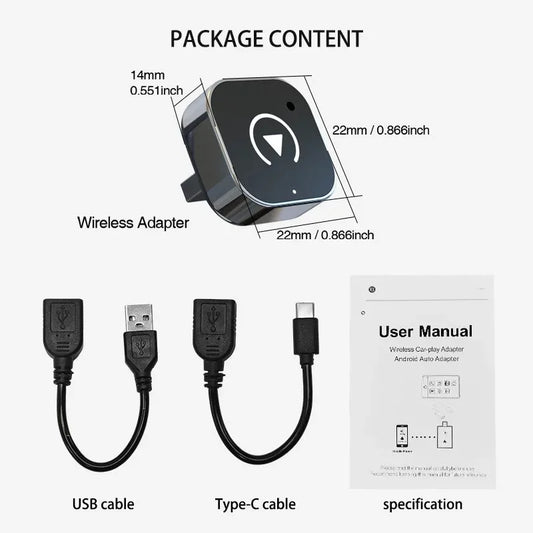 2w1 Bezprzewodowy Adapter CarPlay do Samochodu – Zamień Kabel na Wireless, Plug & Play, Kompatybilny z iPhone