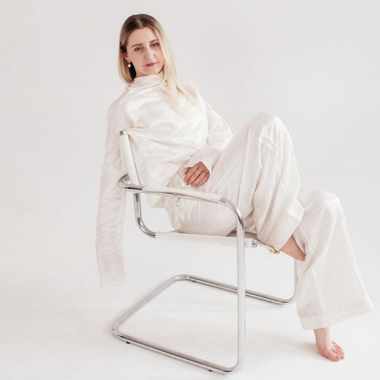 Silk/Linen Clothing Set - White-0