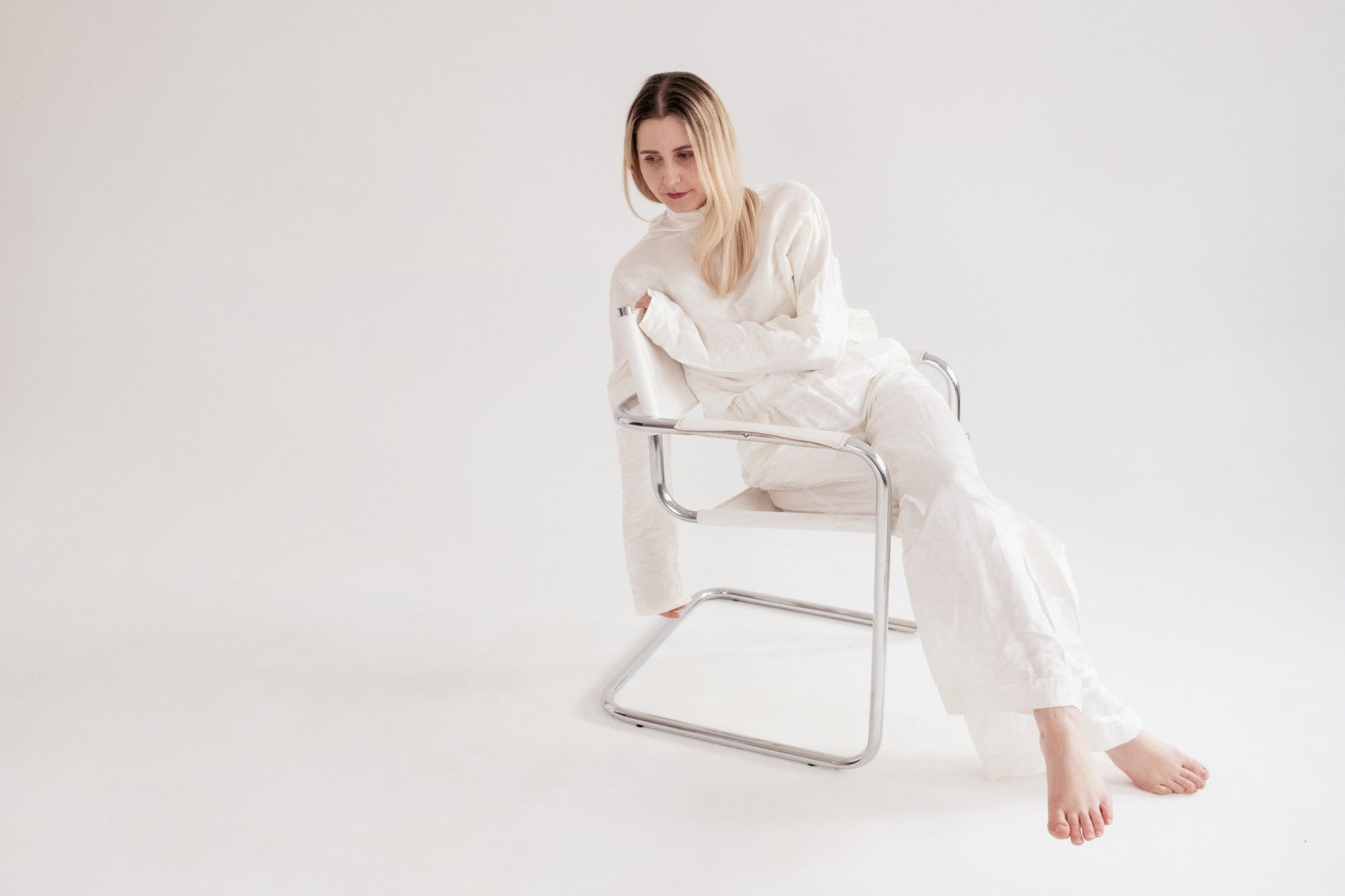 Silk/Linen Clothing Set - White-4