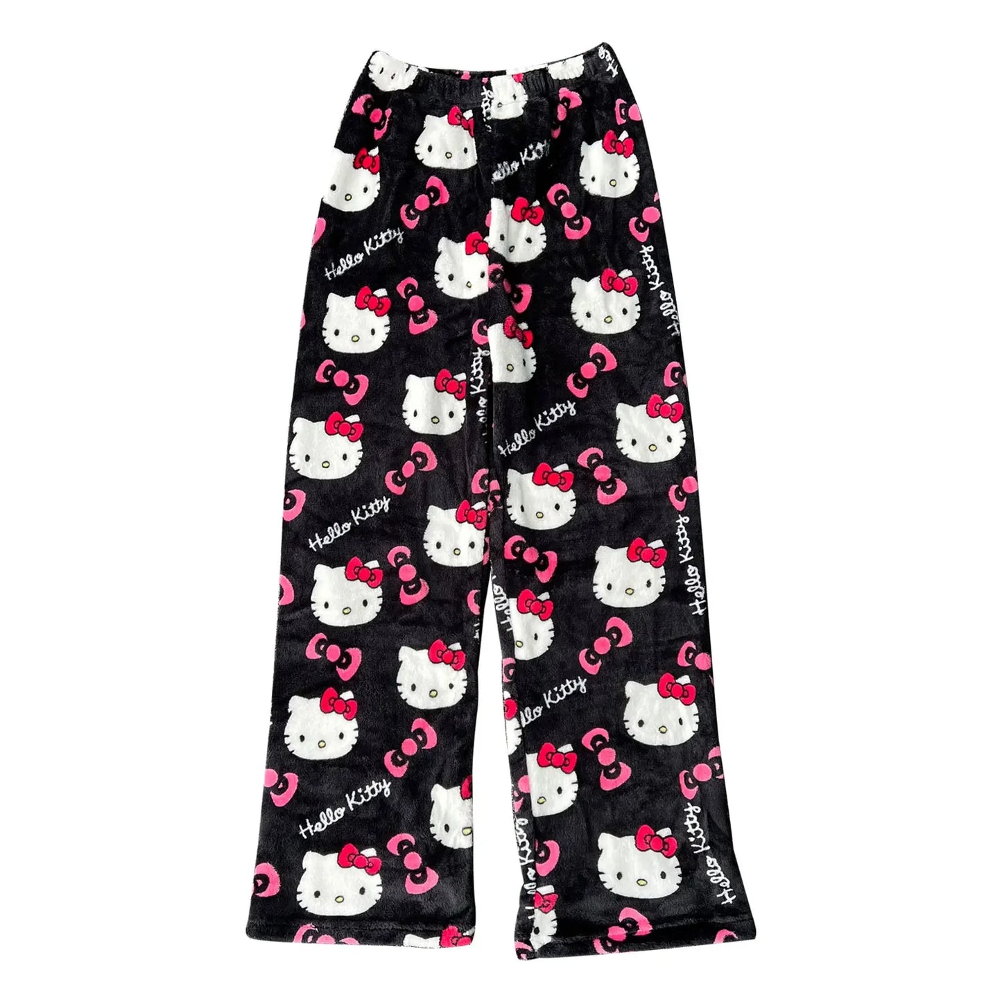 Hello Kitty spodnie piżamowe – anime spodnie piżamowe dla kobiet, z motywem kreskówkowym. Idealne także jako komplet dla par. Wygodne, luźne spodnie do spania i noszenia w domu, w stylu Y2K i kawaii.