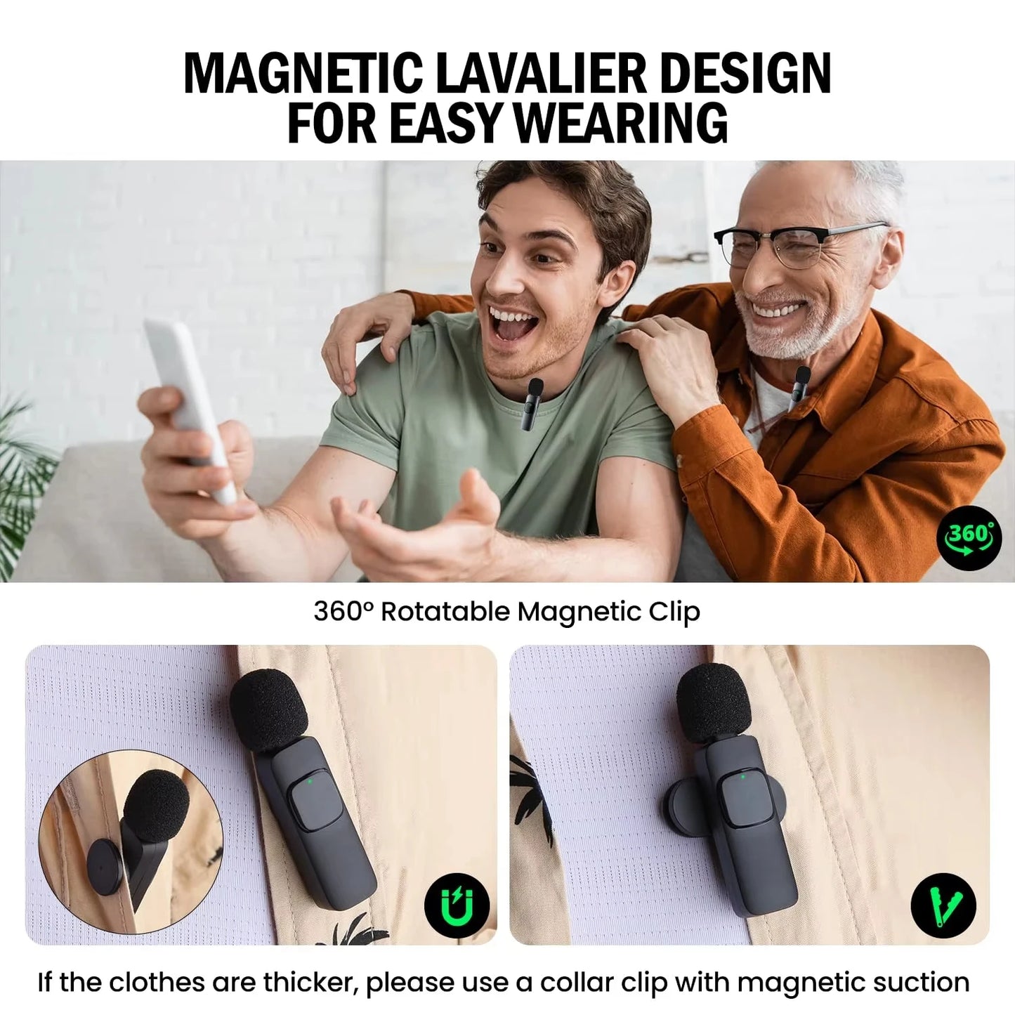 Xiaomi Bezprzewodowy Mikrofon Lavalier | Mini Mikrofon z Wymienną Osłoną Przeciwwiatrową