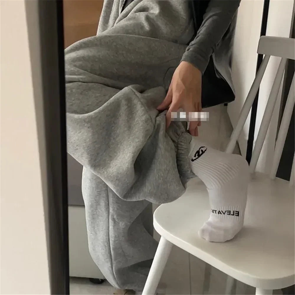 luźne spodnie dresowe damskie – styl Harajuku, sportowe, haftowane, estetyka Y2K, vintage, baggy spodnie