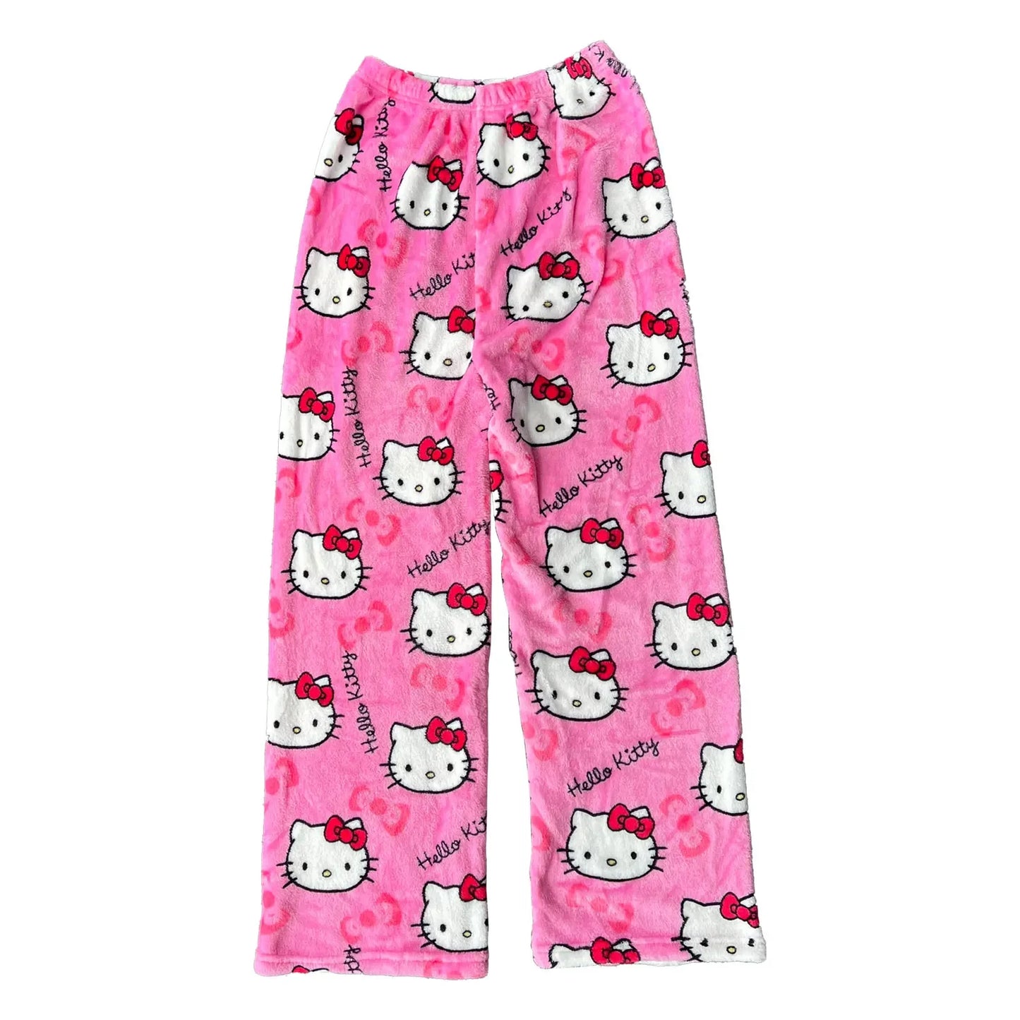 Hello Kitty spodnie piżamowe – anime spodnie piżamowe dla kobiet, z motywem kreskówkowym. Idealne także jako komplet dla par. Wygodne, luźne spodnie do spania i noszenia w domu, w stylu Y2K i kawaii.