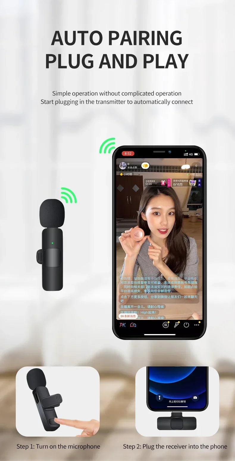 Xiaomi Bezprzewodowy Mikrofon Lavalier | Mini Mikrofon z Wymienną Osłoną Przeciwwiatrową