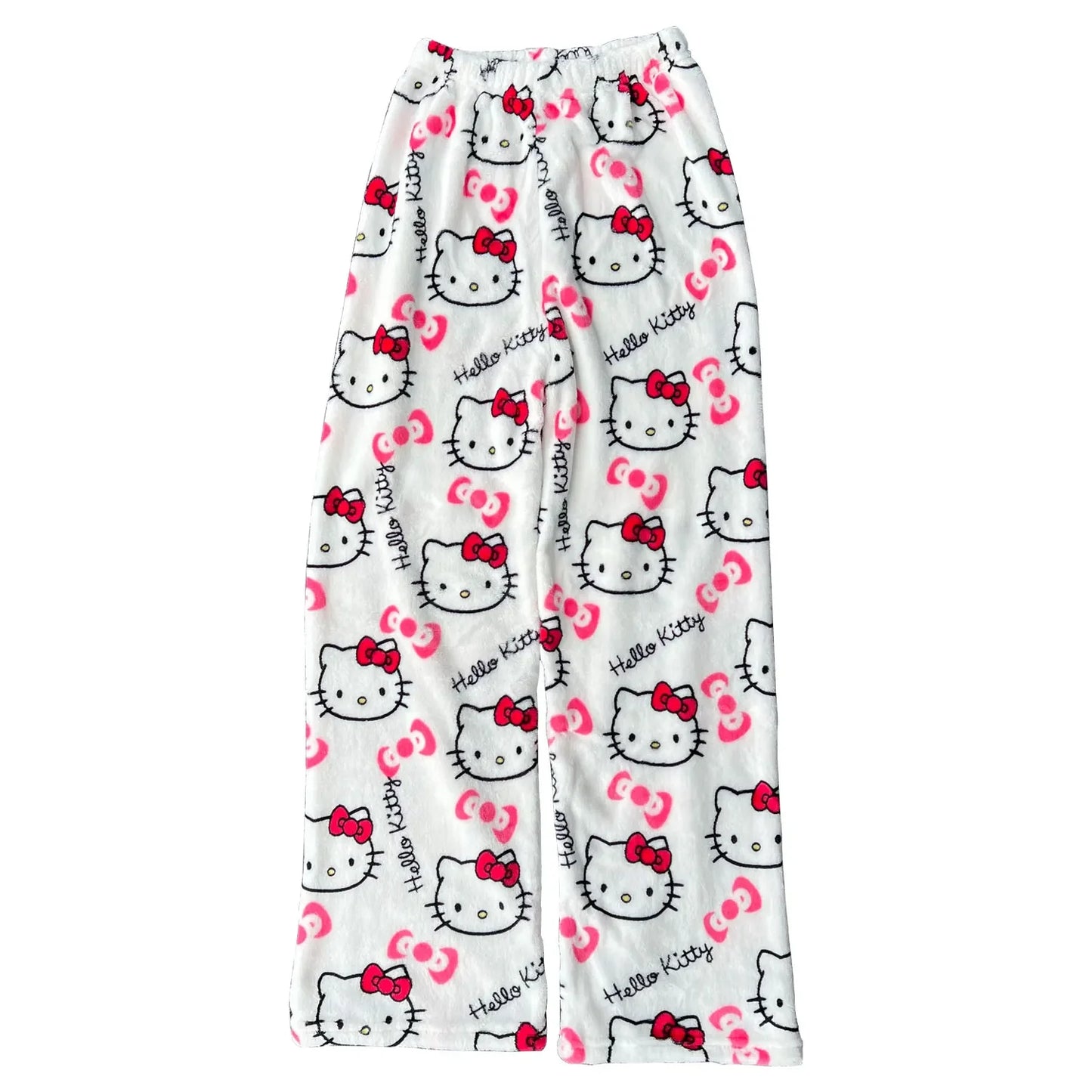 Hello Kitty spodnie piżamowe – anime spodnie piżamowe dla kobiet, z motywem kreskówkowym. Idealne także jako komplet dla par. Wygodne, luźne spodnie do spania i noszenia w domu, w stylu Y2K i kawaii.
